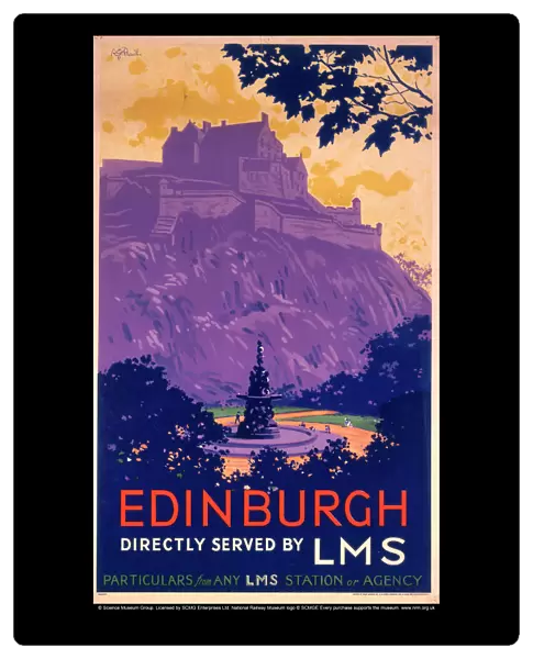 Edinburgh, directly served by LMS, poster, c 1930s