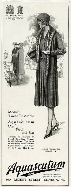 Advert for Aquascutum womens coats 1930 For sale as Framed Prints