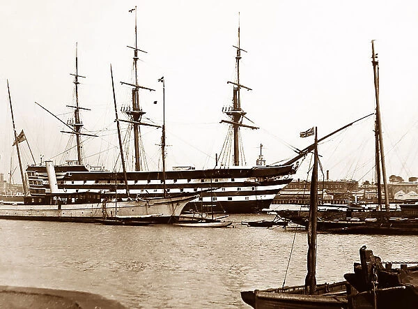 HMS Victory In Portsmouth Harbour Victorian Period   Hms Victory Portsmouth Harbour Victorian Period 32385436 .webp