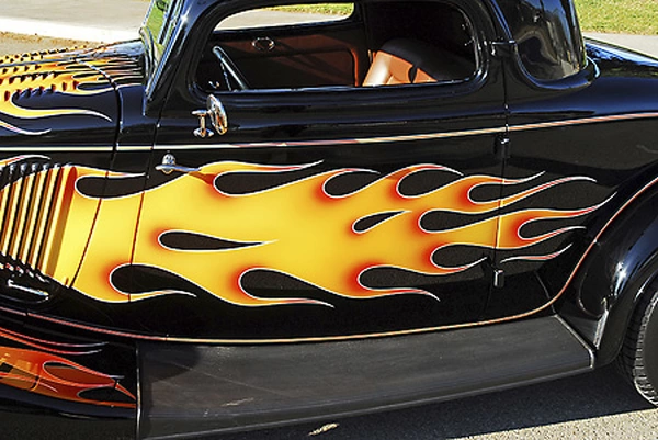 Ford 3-Window Coupe (Hotrod) 1934 Black & flames For sale as Framed ...