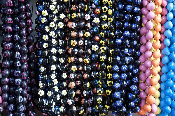 Africa, Kenya, Nairobi. Colorful beads at the Kazuri bead