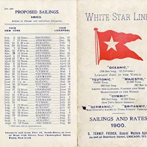 White Star Line, Proposed Sailings, foldout brochure
