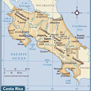 Costa Rica Canvas Print Collection: Maps
