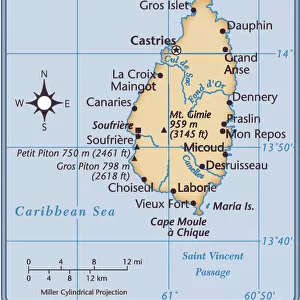 Saint Lucia Greetings Card Collection: Maps