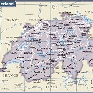 Maps and Charts Canvas Print Collection: Switzerland