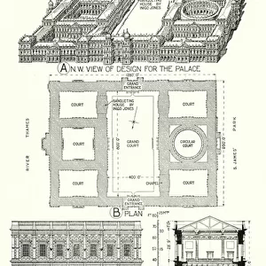 English Renaissance; Whitehall Palace, London (litho)