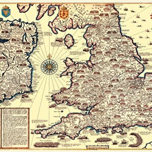 Maps from the British Isles Canvas Print Collection: England with Wales PORTFOLIO