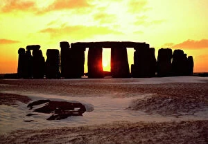 Neolithic Neolithic Canvas Print Collection: Stonehenge sunset M890091