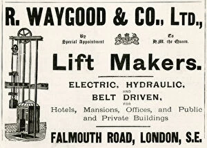 Pulleys Collection: Advert for R. Waygood & Co. lift makers 1898 Advert for R. Waygood & Co