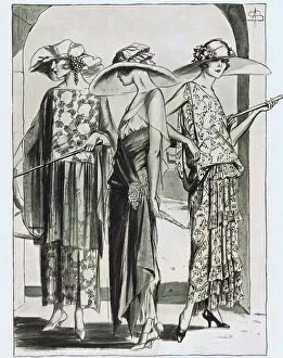 Art deco Pillow Collection: Art deco fashion sketches, London, 1921