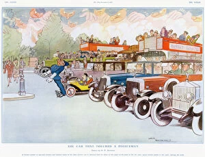 Postcard Pillow Collection: The Car That Touched a Policeman by H. M. Bateman