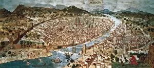 Fine Art Collection: Carta della Catena. View of Florence in 1490