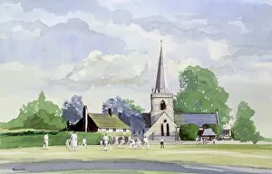 Related Images Metal Print Collection: Cricket in an English Village