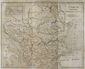 Albania Pillow Collection: European Turkey map by Th. Duvotenay