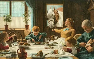 Walker Evans Collection: One of the Famly - a horse joins a family meal