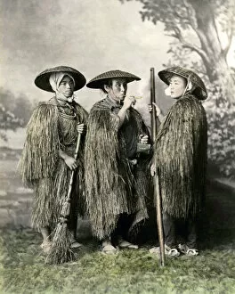 Brush Mouse Collection: Farmers in grass coats, Japan