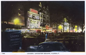 28 Nov 2017 Greetings Card Collection: Floodlit Leicester Square, Central London