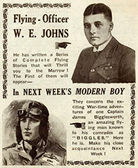 Magazines Poster Print Collection: Flying Officer W E Johns - Biggles stories in Modern Boy