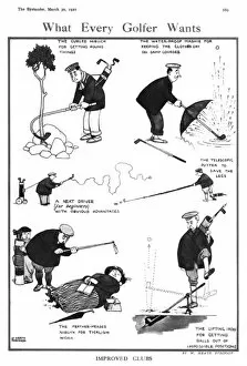 William Heath Metal Print Collection: What every golfer wants by William Heath Robinson