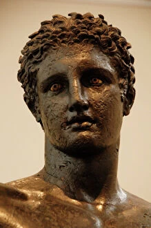 Sculpture Metal Print Collection: Greek Art. Greece. 4th century BCE. Bronze statue of a youun