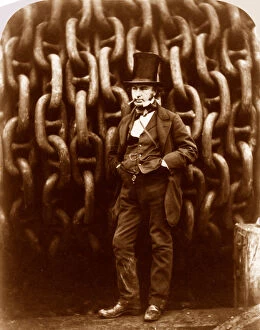 Brunel Pillow Collection: I K Brunel before the hauling chains of the Great Eastern
