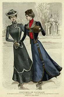 Edwardian era fashion trends Fine Art Print Collection: Ice Skating Women 1899