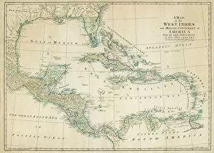 Maps Canvas Print Collection: Map of Caribbean