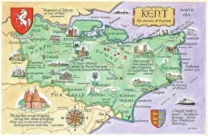 Kent Watercolour Map Print, England