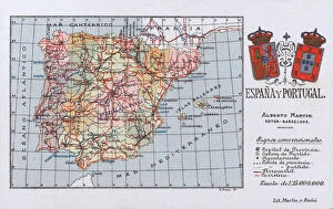 Maps Fine Art Print Collection: Map of the Kingdoms of Spain and Portugal