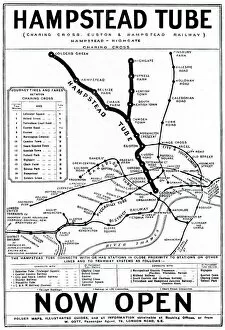 Related Images Fine Art Print Collection: Map of London Underground railway, Hampstead Tube