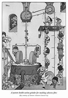 Cartoon Collection: Patent double action grinder for asbestos by Heath Robinson