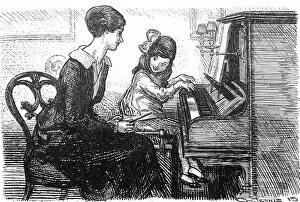 Related Images Framed Print Collection: Piano teacher and pupil, 1915