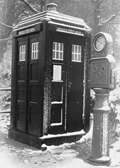 Emergency Services Pillow Collection: Police Public Call Box in the snow, London