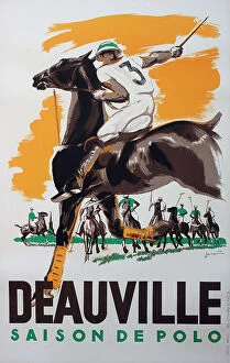 Related Images Cushion Collection: Poster, Polo season at Deauville, France