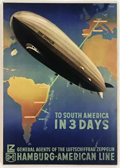 Barcelona Fine Art Print Collection: Poster, Zeppelin to South America