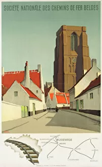 Maps Canvas Print Collection: Railway Poster - Lissewege, Belgium