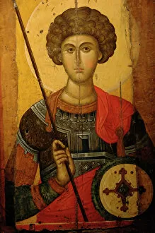 Paintings Metal Print Collection: Saint George. Byzantine icon. XIV century. Greece