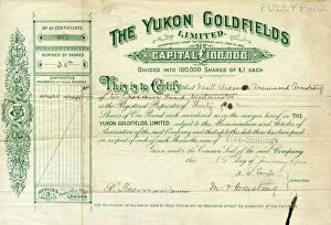 Share Collection: Share certificate for The Yukon Goldfields