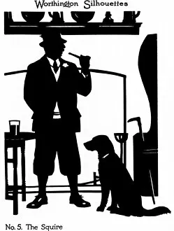 Labrador Collection: Silhouette of a local squire and his dog
