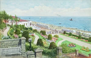 Watercolor paintings Photo Mug Collection: Spa Pavilion Gardens and Beach, Felixstowe, Suffolk