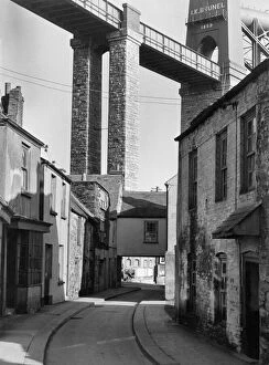 Brunel Metal Print Collection: Street scene with Royal Albert Bridge, Saltash, Cornwall