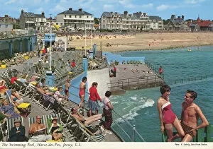 Deckchairs Collection: The Swimming Pool, Havre-des-Pas, Jersey, Channel Islands. Date: 1960s