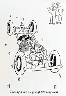 Heath Robinson Metal Print Collection: Testing a new type of steering gear / W Heath Robinson