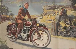 Related Images Fine Art Print Collection: Triumph motorcyclist in Scotland