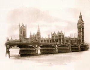 Government Collection: Westminster Bridge and Parliament on a Christmas card