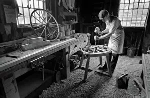 Craftsman Collection: Wheelwright makinbg wooden wheels, Blists Hill, Ironbridge