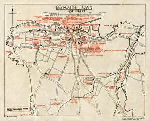 Beirut Metal Print Collection: WW2 - Map of Beirut, Lebanon - with Military locations