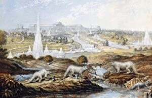 Paul George Framed Print Collection: 1854 Crystal Palace Dinosaurs by Baxter 1