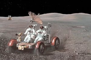 Astronauts Metal Print Collection: Apollo lunar rover, artwork