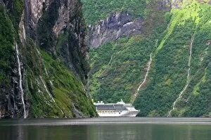 Sc Andinavian Collection: Cruise ship in a fjord, Norway